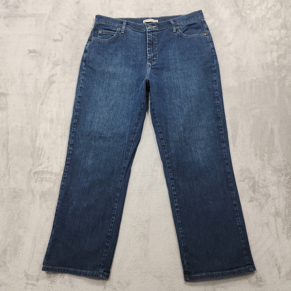 Lee Jeans Womens 14P PETITE Blue High Rise Relaxed Straight Stretch Denim Casual